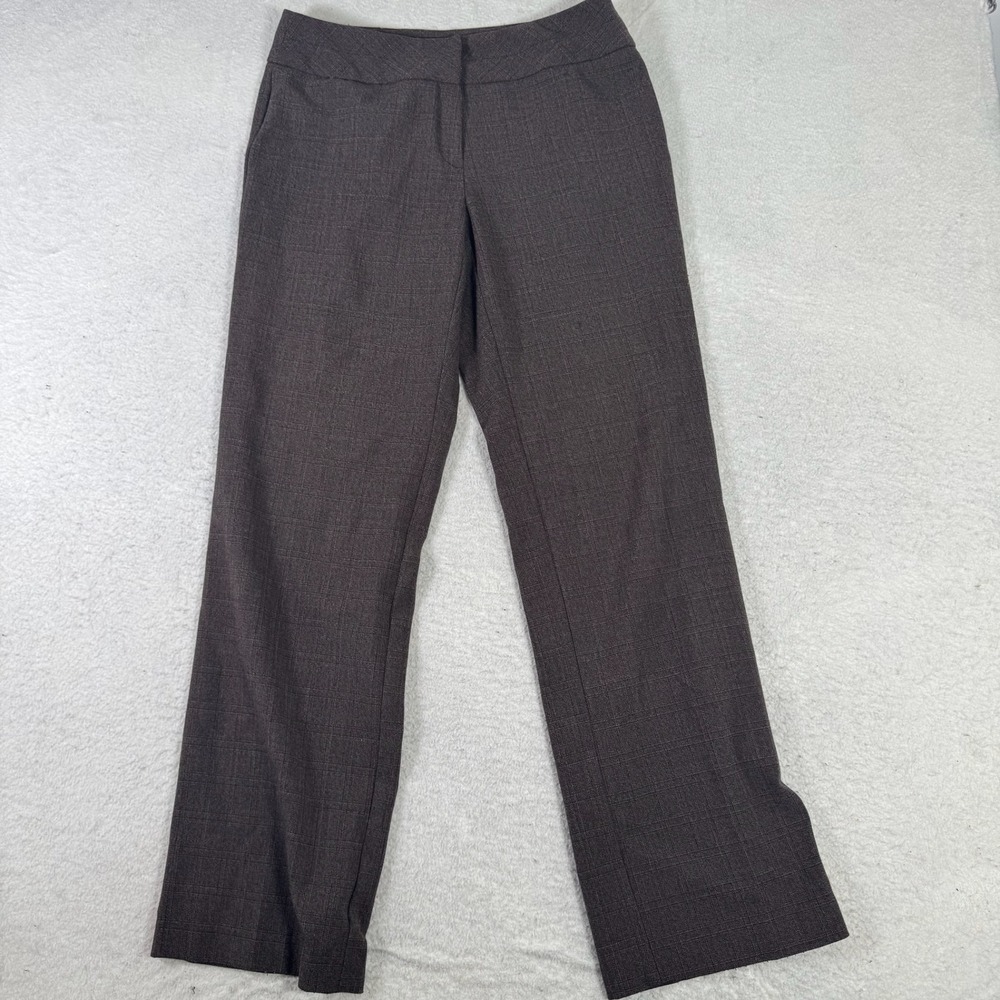 Style & Co Dress Pants Women 10 Brown Excellent Stretch Textured Straight Leg